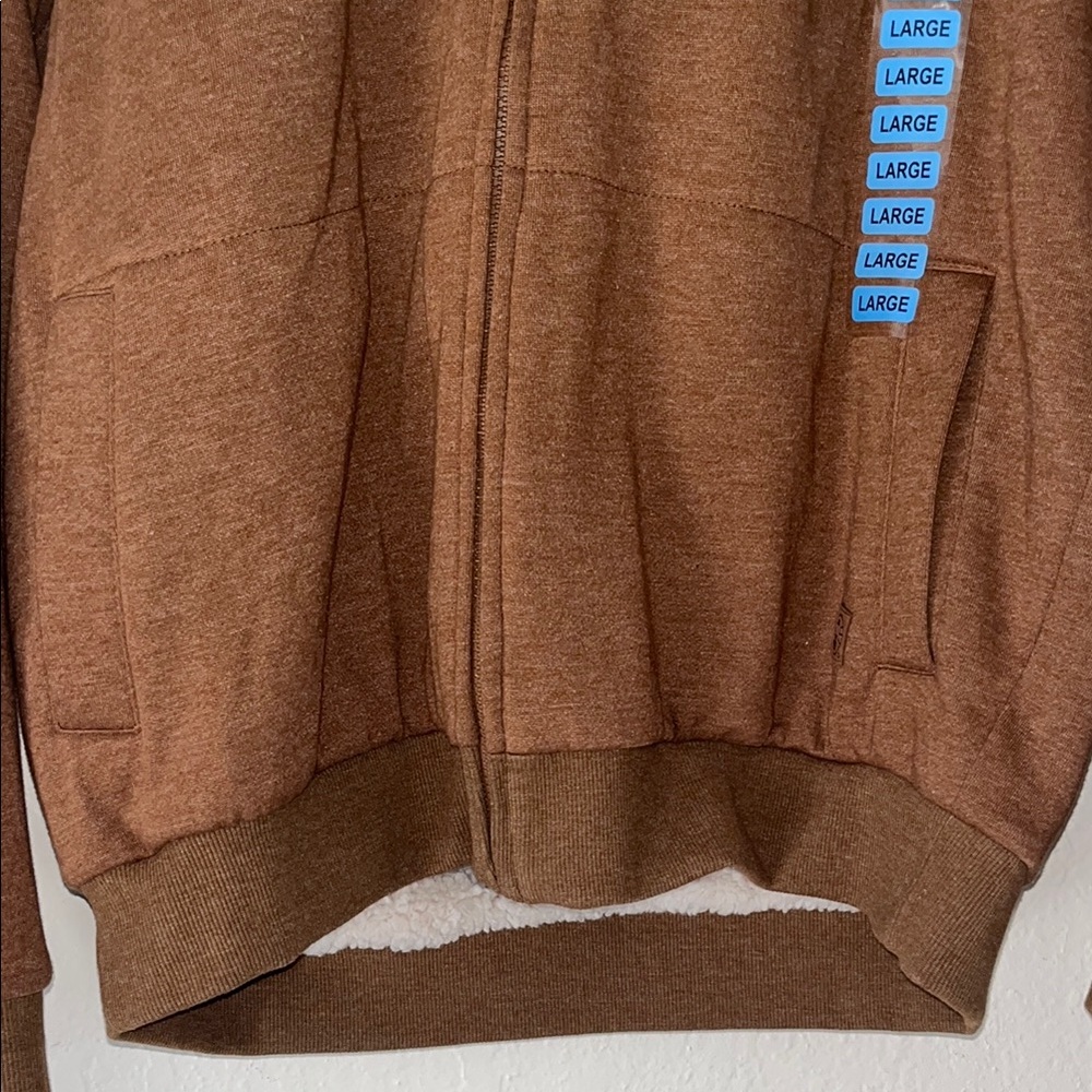 NEW Men's Unisex Coleman Brown Hooded Sweater jacket Sherpa lined nwt - Picture 4 of 9